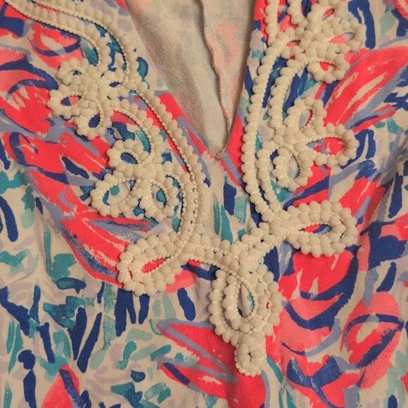 Lilly Pulitzer Harper Shift Dress In Cosmic Coral Cracked Up Lobster Roll XS - Picture 5 of 10